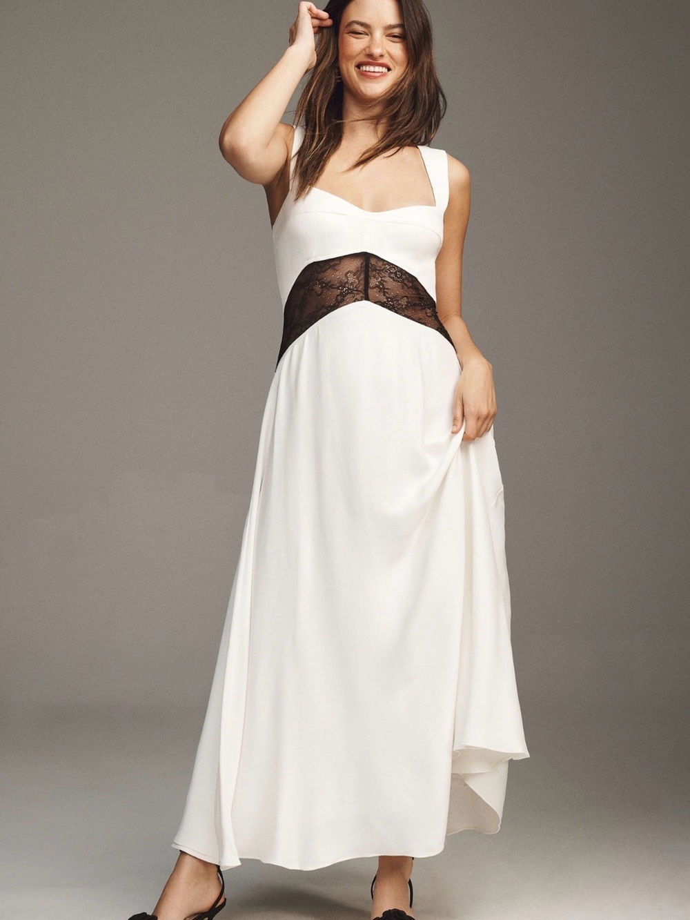 BHLDN Sweetheart Silky Satin Lace Cutout Aline Gown
White Size M